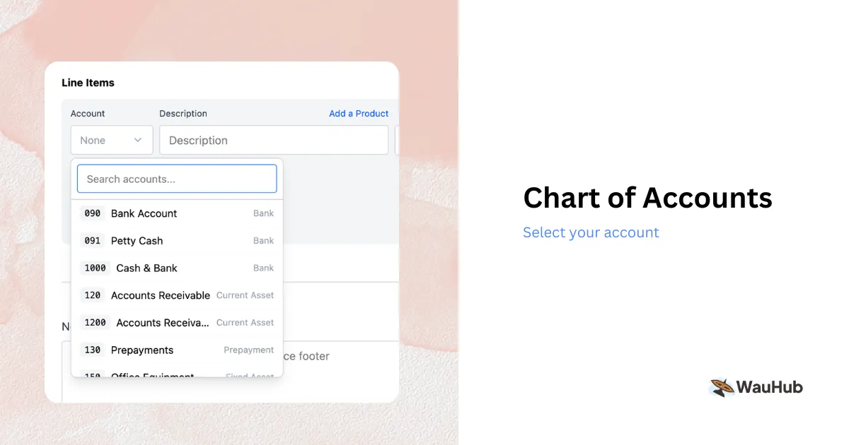 WAUHUB Chart of Accounts - Select Account